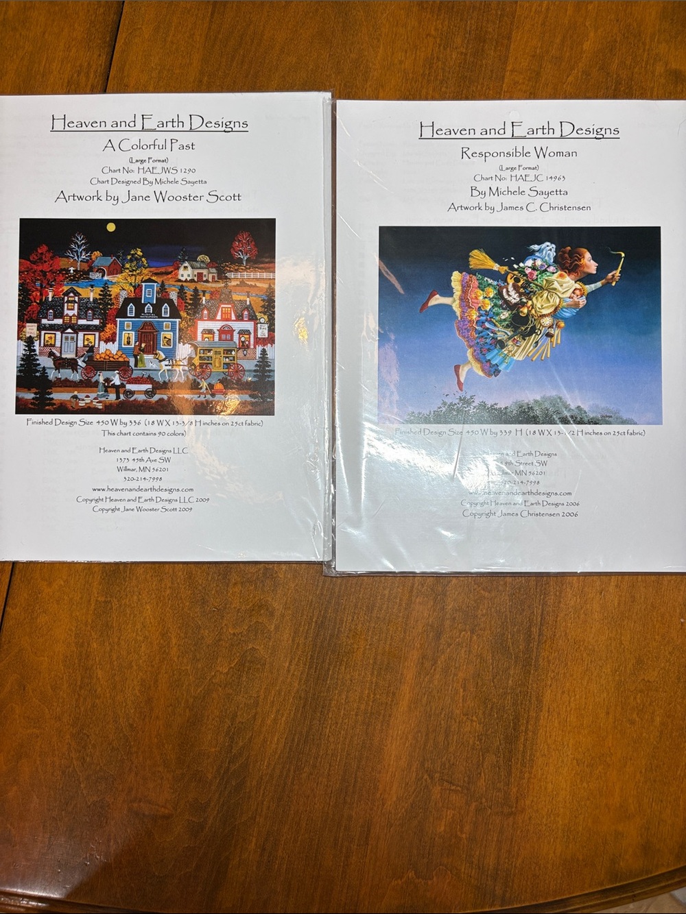 Heaven and Earth Designs, 2 CrossStitch Charts: Colorful Past, Responsible Woman